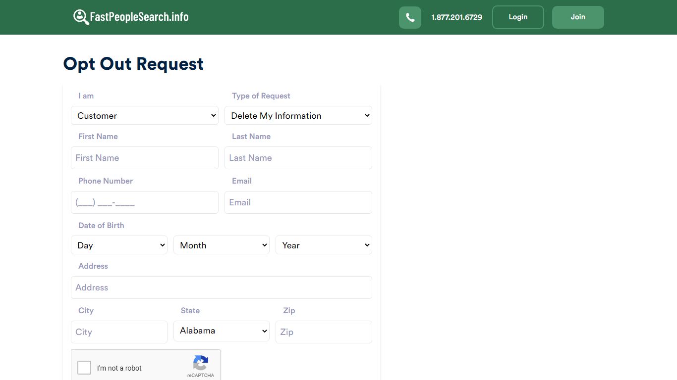 Opt Out Request - Fast People Search
